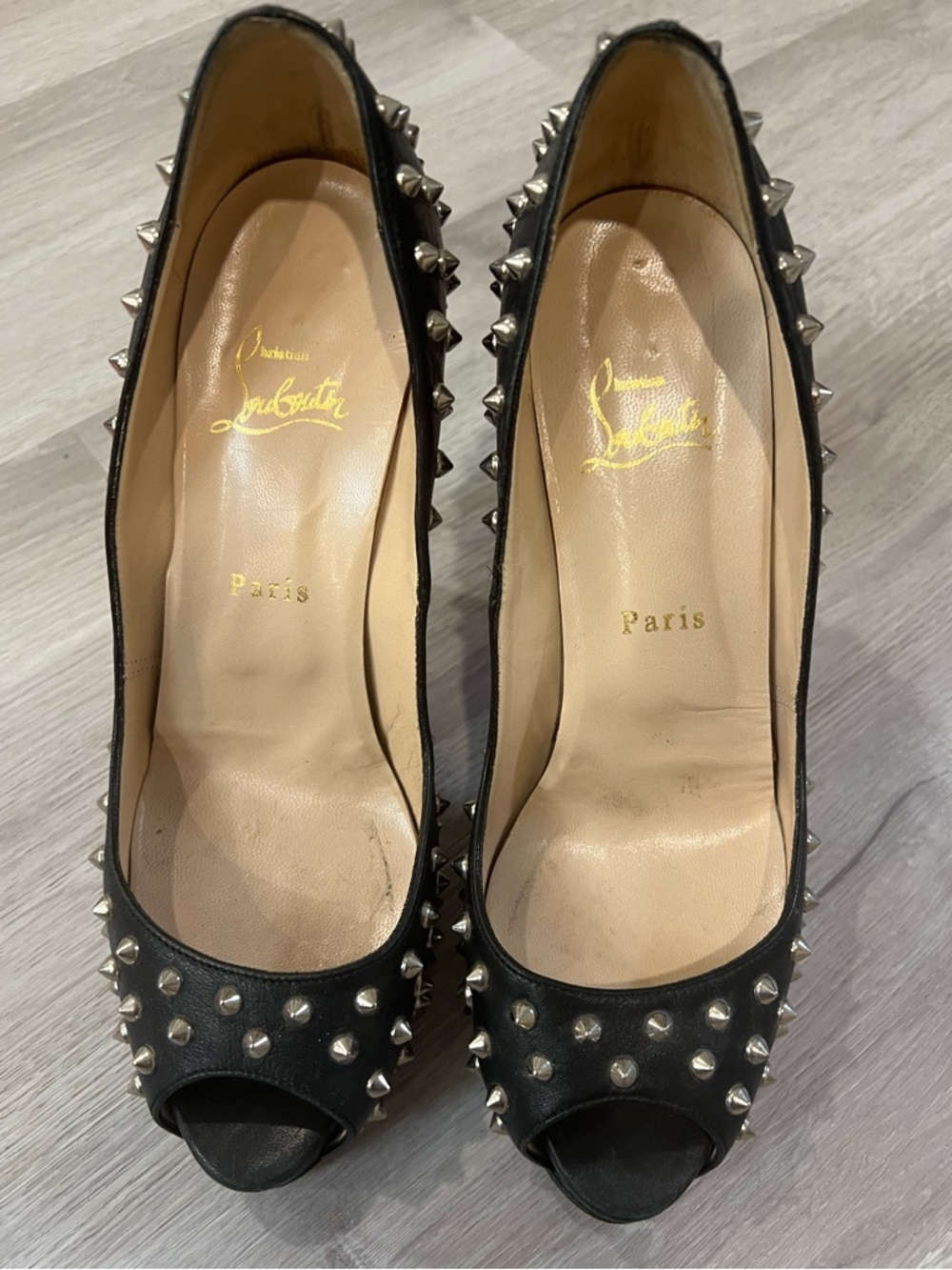 Peep toes studded heels